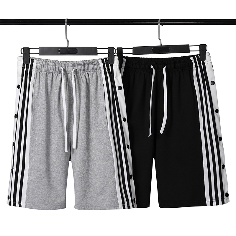 五分褲男半開排扣夏天短褲男寬松籃球褲夏季訓練褲扯褲開扣運動褲