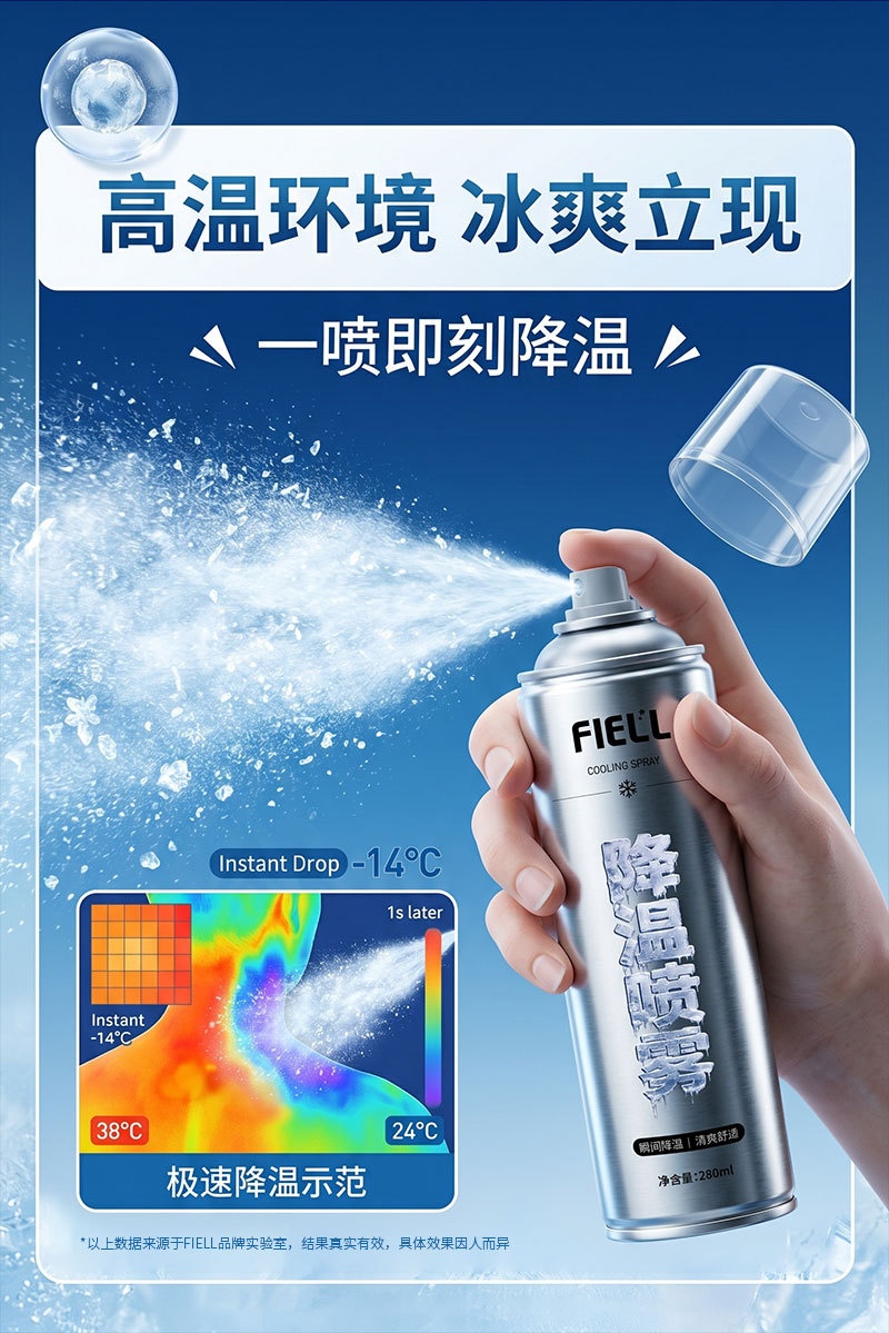 Cooling Spray for Students' Military Training, Anti-Heatstroke Cooling Spray, Quick Cooling in the Car, Long-Lasting Cool Sensation, Summer Heatstroke Prevention and Cooling