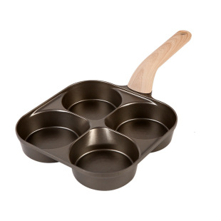 Titanium Ceramic Breakfast Pan Non-Stick Frying Pan for Home Use, Frying Eggs and Burgers, Small Flat Frying Pan with Four Holes
