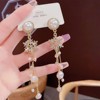 Fashionable earrings from pearl, universal advanced design silver needle with tassels, light luxury style, silver 925 sample, high-quality style, trend of season