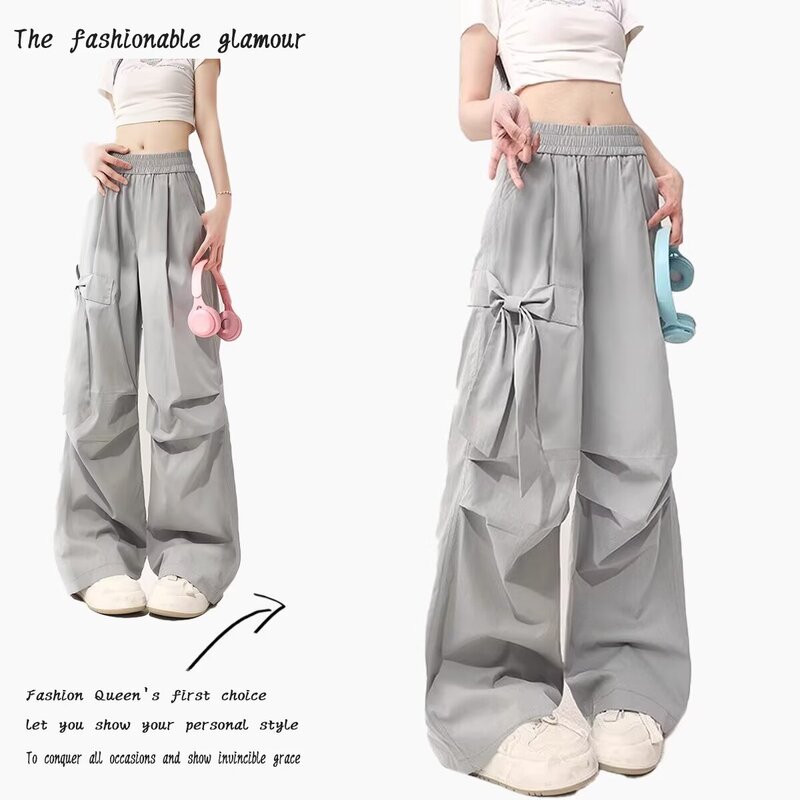 Cargo Pants Spring and Summer American Style Loose Straight Casual Long Pants Women Trendy High Street Parachute Pants Puffy Cargo Pants Spring and Summer American Style Loose Straight Casual Long Pants Women Trendy High Street Parachute Pants Puffy