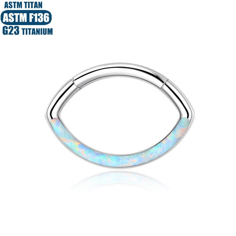 F136 Titanium Alloy Seamless Nose Ring Hoop Eye-shaped Piercing Earring for Women Men detail image 14