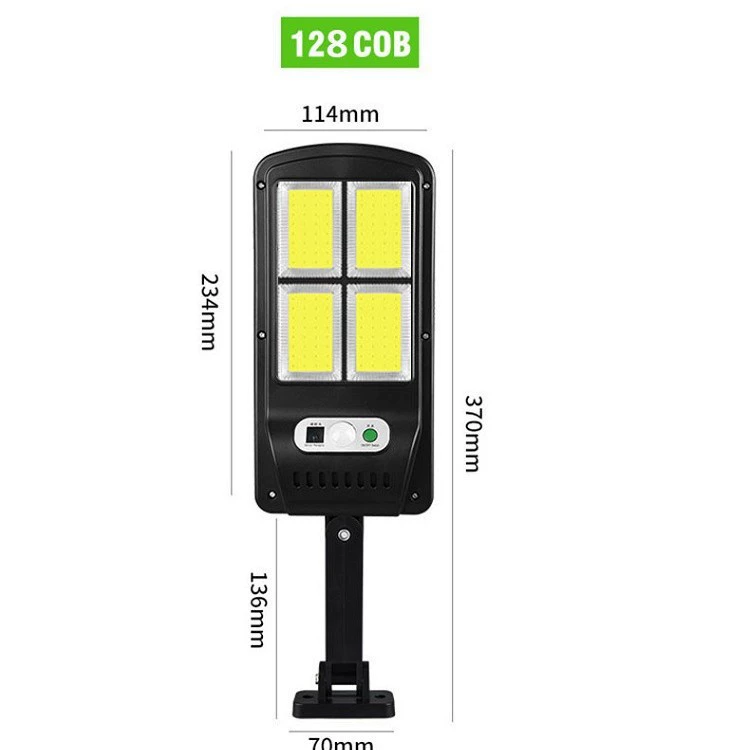 Solar street lamp with motion sensor and remote control, high luminosity, waterproof, 4–16 cells