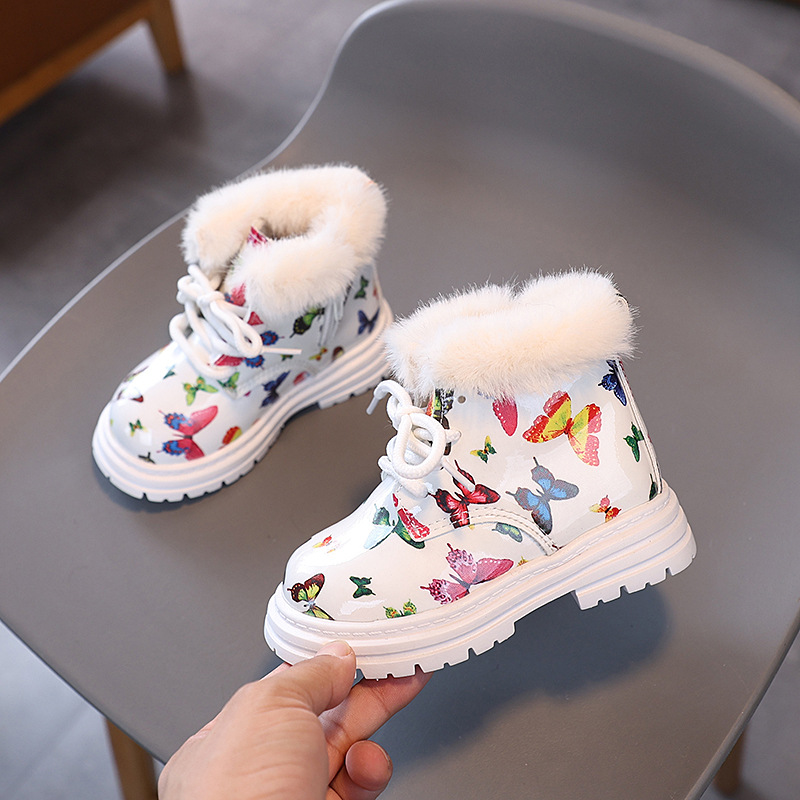 Kinderen bedrukt 2024 winter nieuw item bloemen Martin jongens katoenen schoenen meisjes leren kinderlaarzen_voghion.com