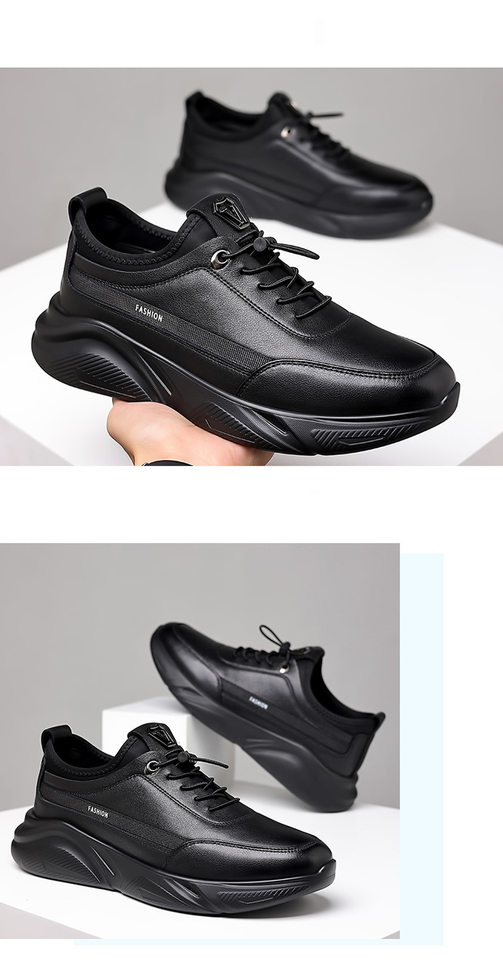 Giày nam sneaker da thật cổ thấp đế bệt thoáng khí chống trượt dễ phối đồ — Màu đen 19682, Bông đen 19682-2 chi tiết 15