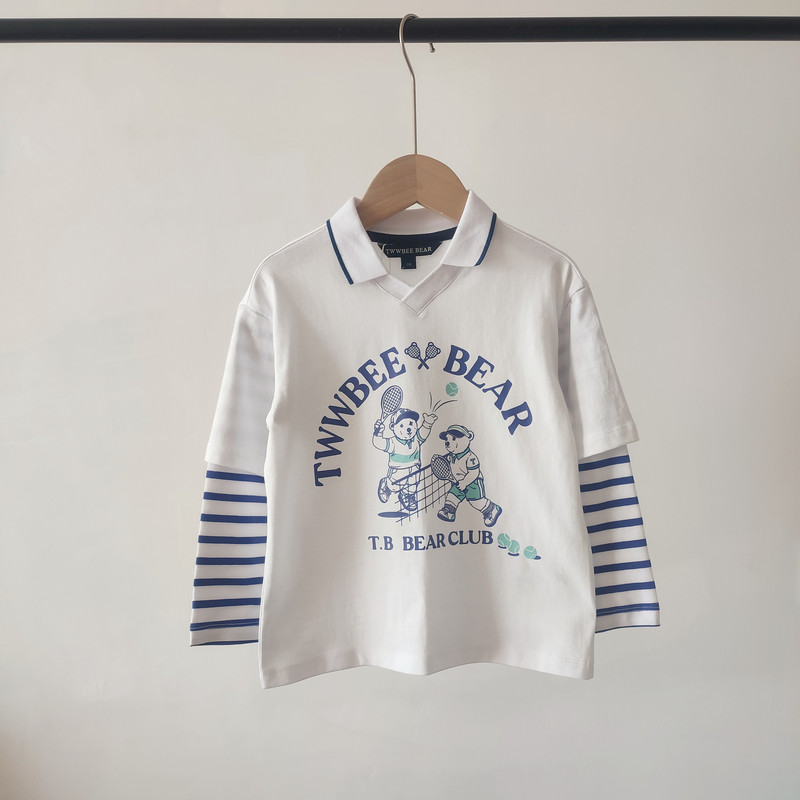 Little Bear Children's Clothing Spring Collection Boys' Long Sleeve T-Shirt Ttla242302A-00 Supports Dropshipping