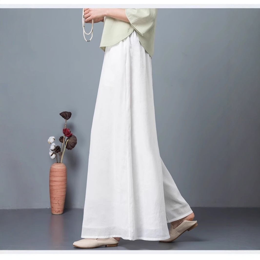 White Dance Chiffon Wide-Leg Pants for Female Teachers, Loose and Elegant Dance Pants, Dancewear, Body Practice Pants, Straight-Leg Pants