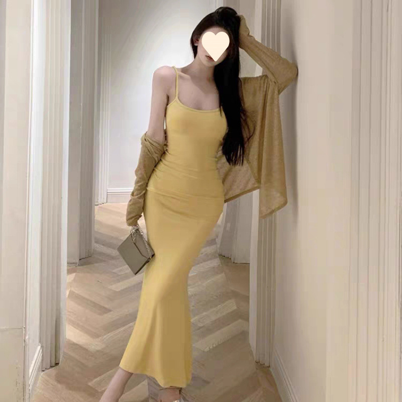 2025 新しい夏のスタイルの女性のウエスト痩身純粋な欲望ホットガールベストサスペンダーノースリーブ気質ドレス|undefined
