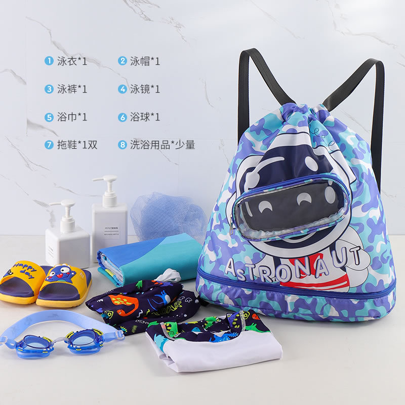 Dibujos animados lindo bolso de natación para niños con separación seca y húmeda bolso de playa impermeable mochila bolso de ropa deportiva para niños y niñas