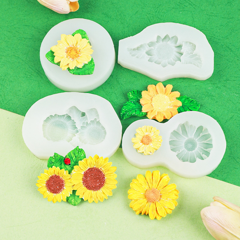 Girasol girasol forma de silicona molde fondant cake Daisy chocolate para hornear decoración suministros