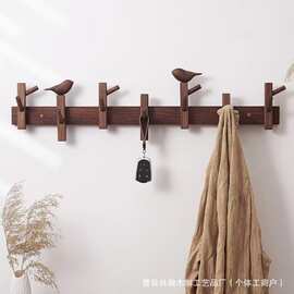 美式木质墙壁挂衣架入户玄关衣帽包包挂钩免打孔口罩钥匙衣帽架