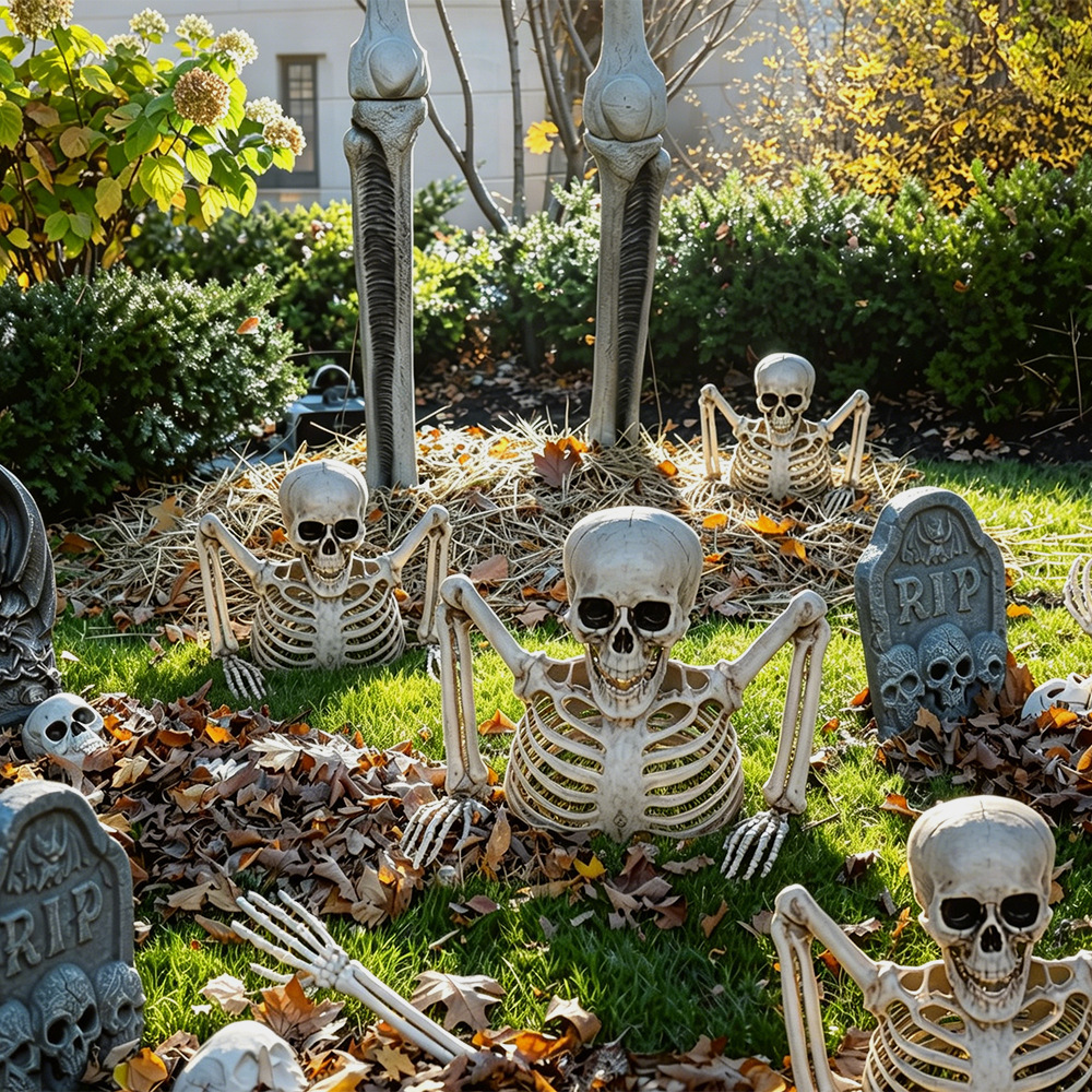 Halloween esqueleto esqueleto jardín decoración de césped simulación esqueleto horrores adornos decorados