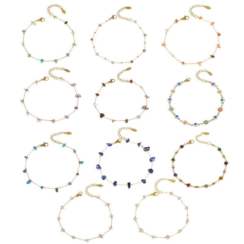 Cross-Border New Pearl Gravel Flower Love Devil's Eye Chain Beaded Bracelet for Women European and American Fashion Hand Accessories