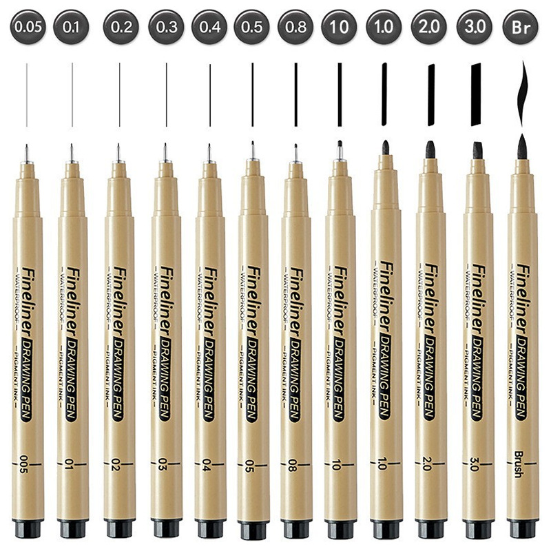 12pcs Needlepoint Pen Hand Drawing Comic Drawing Pen Outline Design Pen Art Painting Supplies Black Line Detail Pen