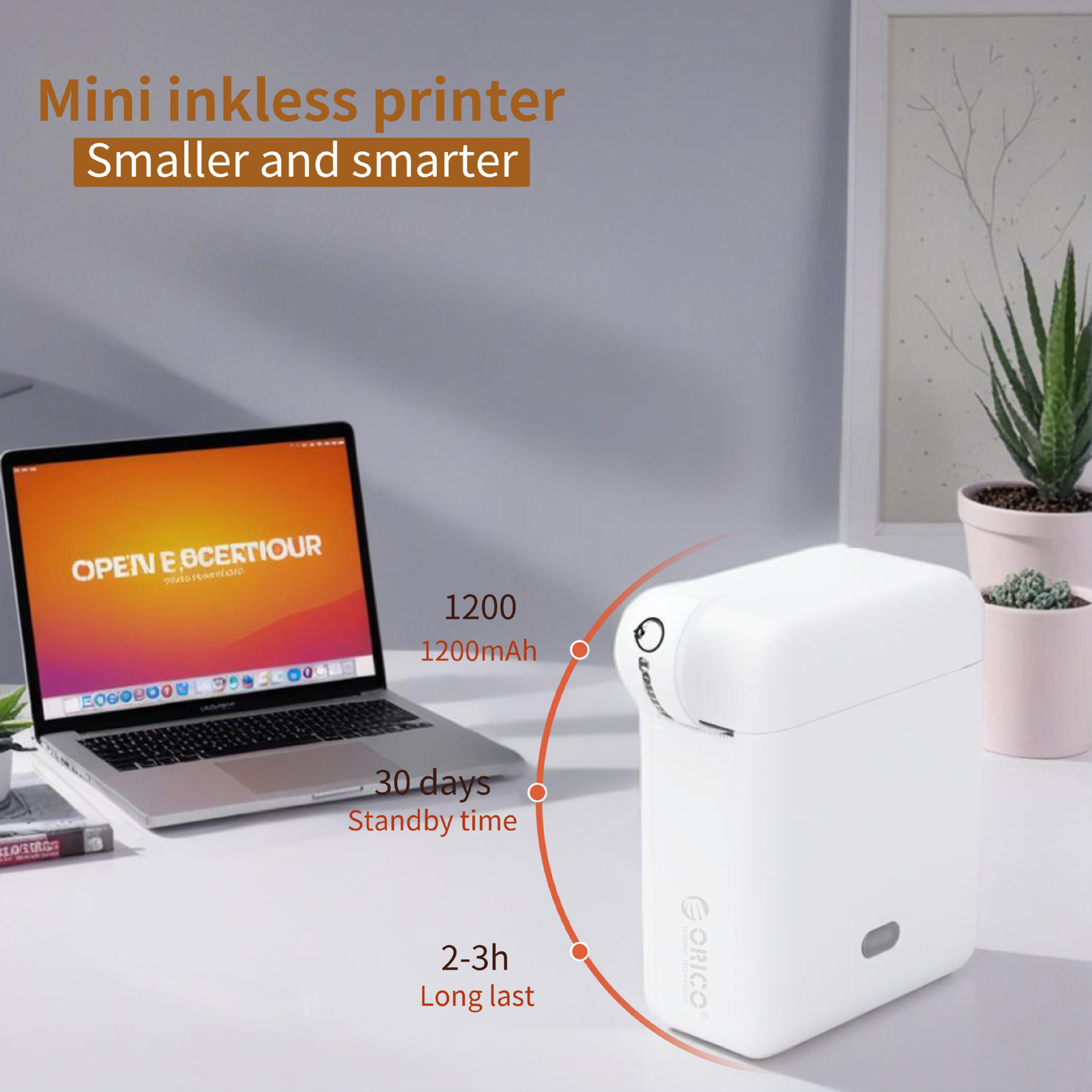 ORICO Mini desktop label printer L12 home office Bluetooth thermal self-adhesive label printer 3