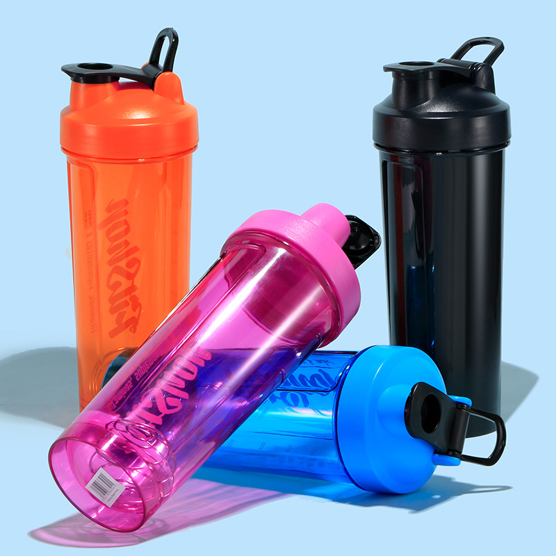 Taza de batido de plástico Escala de fitness para hombres y mujeres Taza de agua deportiva portátil Taza de polvo de batido de proteínas Taza de batido de leche Taza de agitación