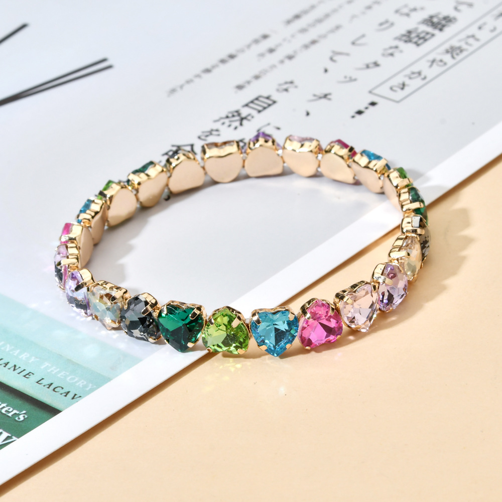 Zircon Inlay Material Shiny Heart Shape Copper Inlay Zircon Bracelets