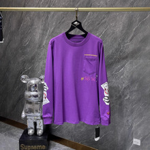 2024秋冬新款CH克罗Matty Boy紫色字母涂鸦长袖T恤男女同款一件发