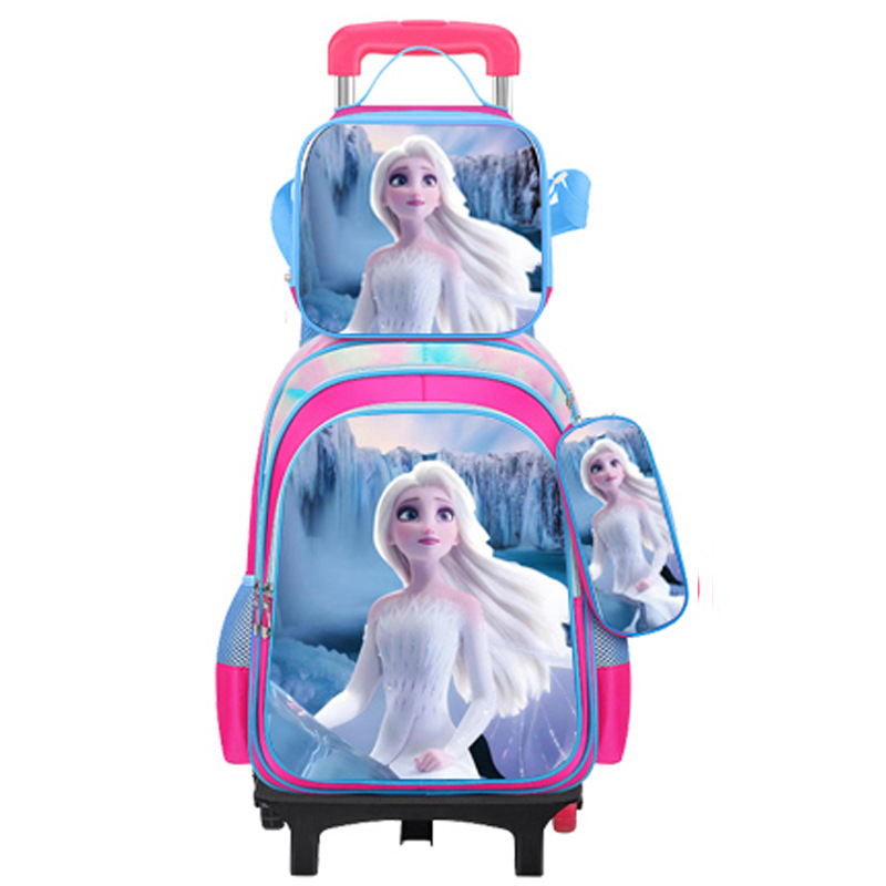 Export Trolley Mochila mochila con luz en la parte posterior para estudiantes de primaria de grado 1-6 nueva mochila de nailon de gran capacidad para subir escaleras