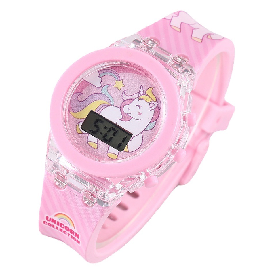 Reloj infantil luminoso con diseño de unicornio