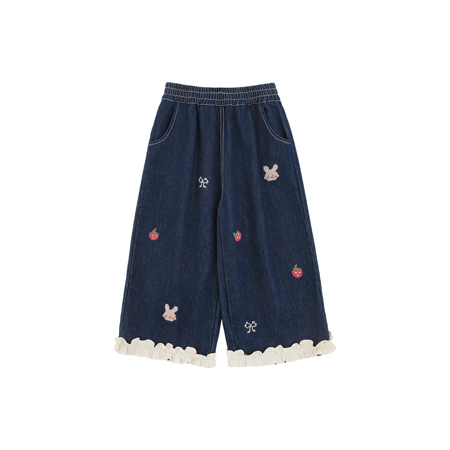 Wulibuyi niñas 2026 primavera nueva camisa de cuello de hongo para niños chaleco sin mangas jeans set