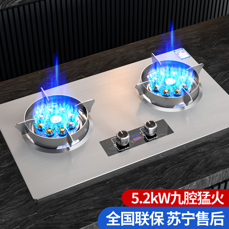 Estuna de gas mayorista de gran potencia de fuego fuerte estuna de gas natural doméstica doble estufa incrustada estufa de gas licuado estufa de gas de carbón