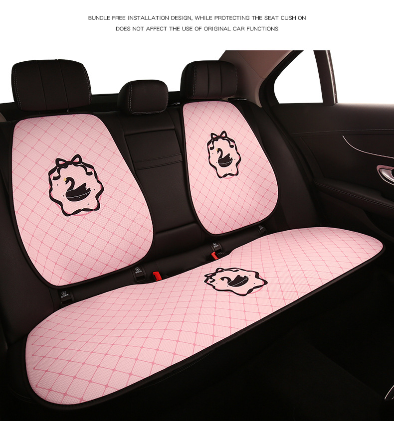 26 New Models of Swan Summer Car Ice Silk Seat Cushions, Cute Cartoon Car Seat Cushions, Universal for All Seasons, for Women