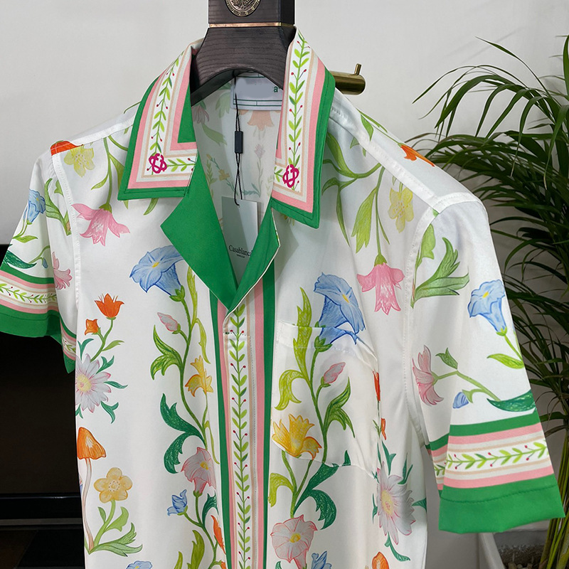 2023 verano nuevo europeo y americano transfronterizo Comercio exterior Juventud Popular impresión digital de los hombres florales de moda camisa de manga corta