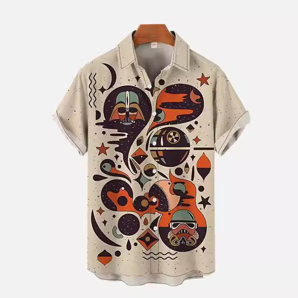 Summer New Men's Shirt 3D Printing Stitching Retro Hawaiian Shirt Multicolor Casual Lassel Shirt