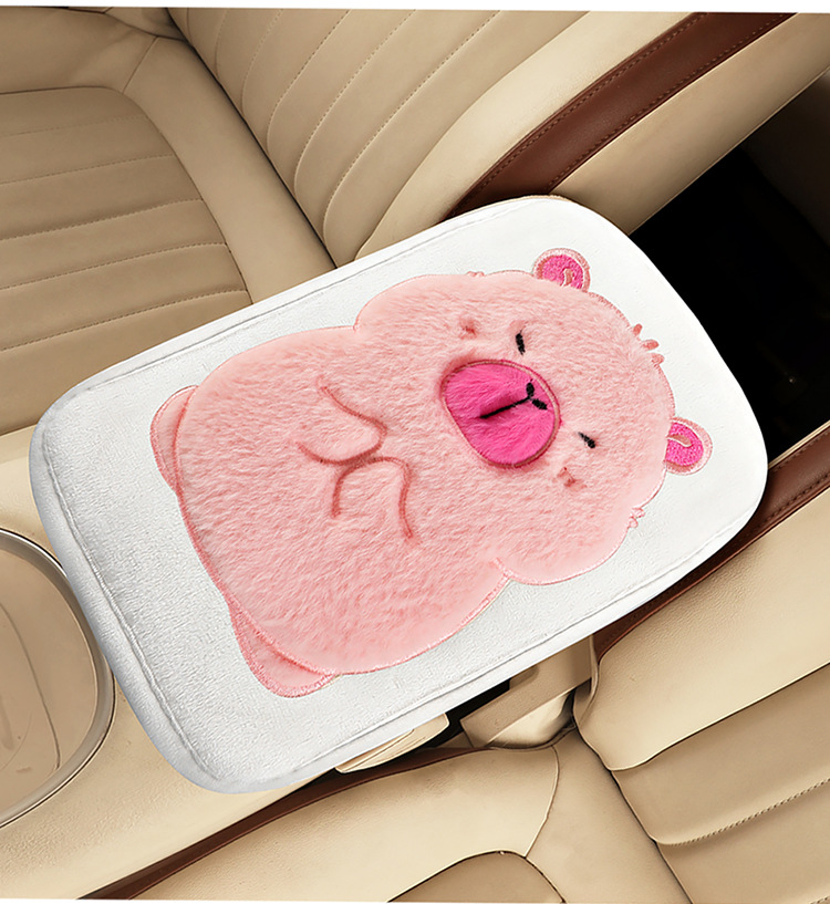 Car Armrest Box Mat Capibala Cartoon Plush Mat Middle Car Central Armrest Elbow Rest Universal Model