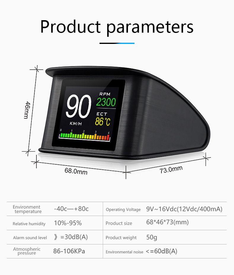 Auto-LCD-Displaygerät OBD2 Fahrzeugcomputer-Diagnosegerät HUD-Kopfabzugsdisplay P10