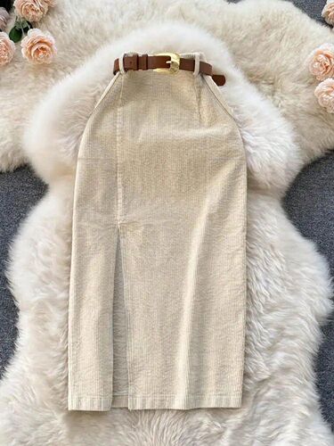 Amazon European and American cross-border women's clothing retro split skirt high waist slimming mid-long hip dress