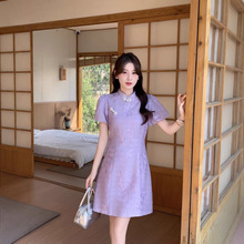 春上新【流行街】意法韩系气质高级感新中式国风修身收腰连衣裙女