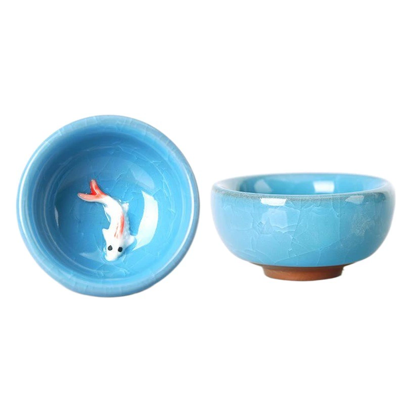 Чайная чашка ледяной трещины глазури чашка чайный набор чашка hairtail логотип ледяной трещины Кубок несколько цветов ледяной трещины маленькая Рыба чашка чайная чашка