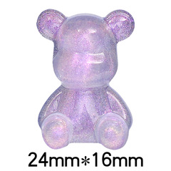 冰透暴力熊手工妨diy奶油膠卡通細閃水晶熊洞洞鞋扣樹脂批發配件