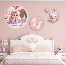 卡通动漫儿童房装饰画现代简约氛围感灯画小男孩女孩房间挂画