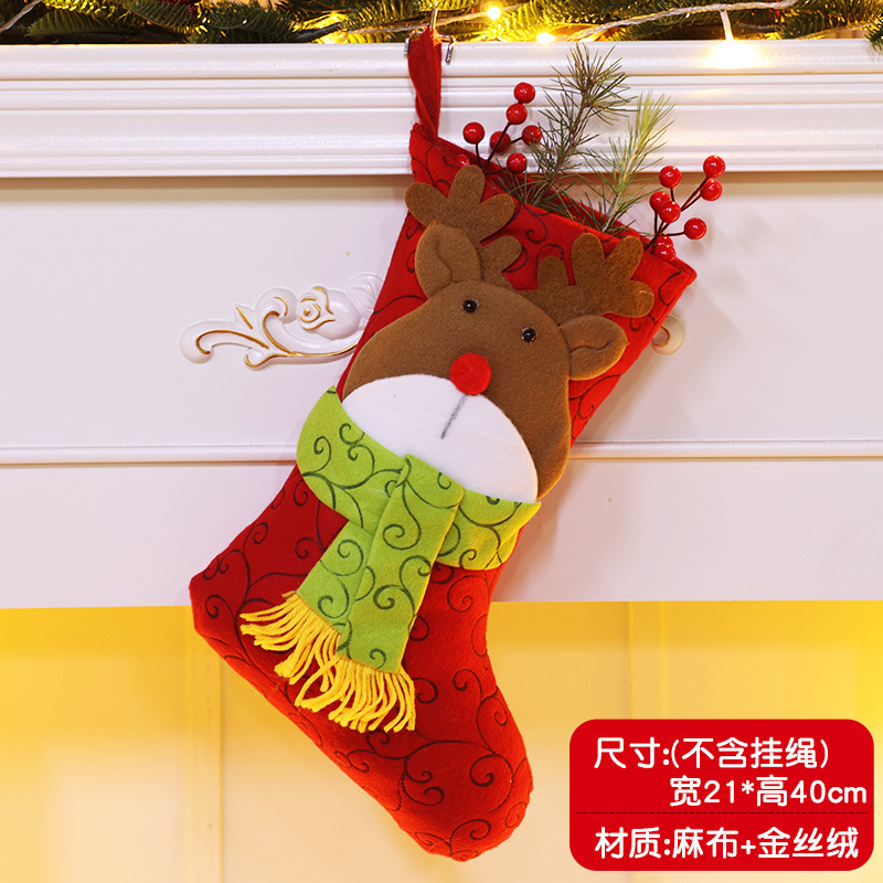 クリスマスデコレーション クリスマスツリーペンダント 大きなクリスマスソックス サンタクロース 雪だるま キャンディギフトバッグ|undefined