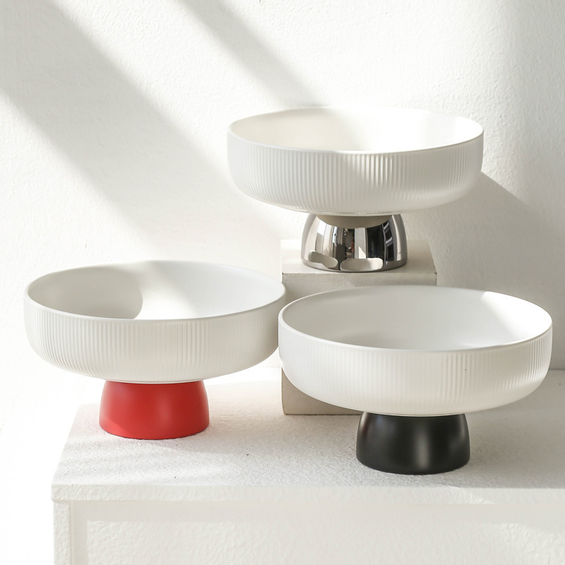 Nordic fashion simple Ceramic goblet fruit plate home living room living room fruit plate candy plate exhibition hall decoration