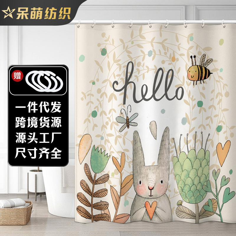 Amazon Cross-border Best Seller 150g Thick American Rural Bathroom Curtain Shower Curtain Waterproof Moldproof One Piece Dropshipping