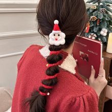 圣诞节可爱电话线发圈女2025年新款头绳扎马尾发饰泡泡辫编发神器