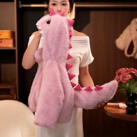 儿童连帽加绒加厚大尾龙恐龙女宝宝毛毛衣外套女童保暖男童棉衣潮