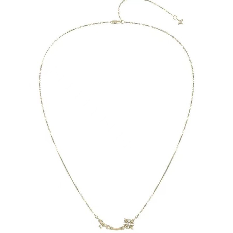 Three Horizontal Jewelry Pieces: Same Style as "Iris Key" Titanium Gold Curved Key Chain Design Clavicle Chain Necklace for Women Three Horizontal Jewelry Pieces: Same Style as "Iris Key" Titanium Gold Curved Key Chain Design Clavicle Chain Necklace for Women
