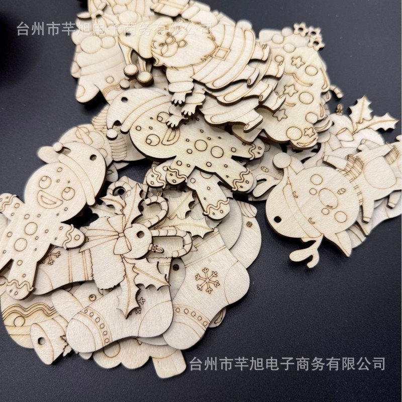 跨境木质工艺品创意圣诞节木片DIY道具圣诞节挂件|undefined