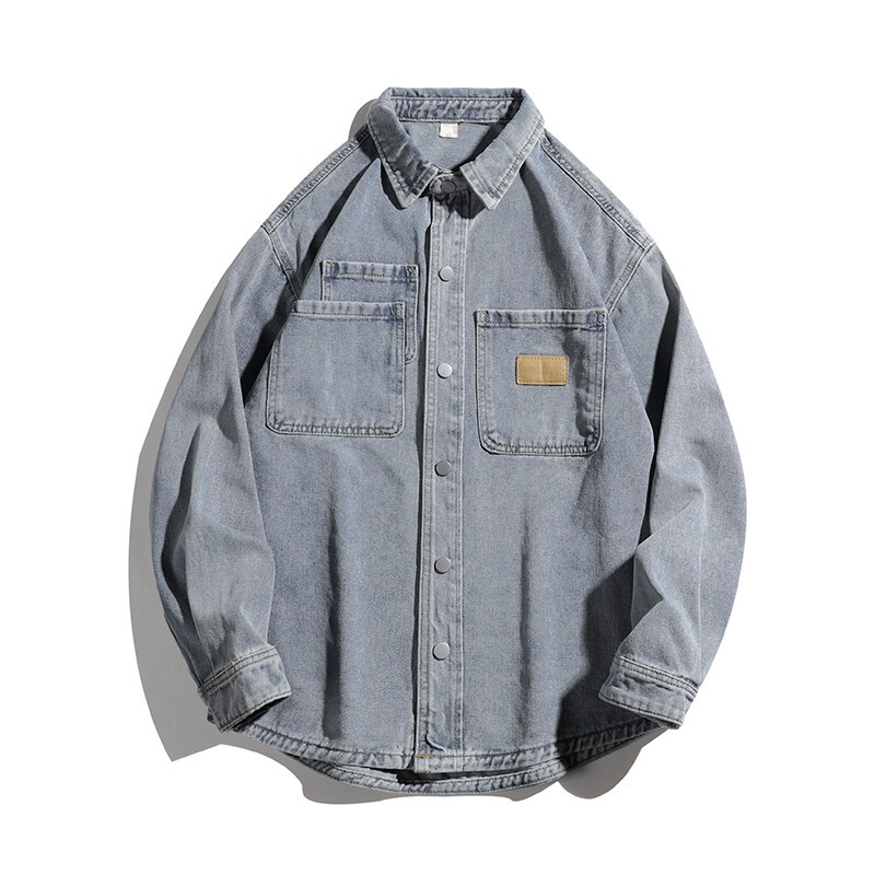 Denim Shirt Men's Spring and Autum American Blue Work Jacket Men's Early Autum Casual Youth Anti-Wrinkle Long-Sleeved Shirt Denim Shirt Men's Spring and Autum American Blue Work Jacket Men's Early Autum Casual Youth Anti-Wrinkle Long-Sleeved Shirt