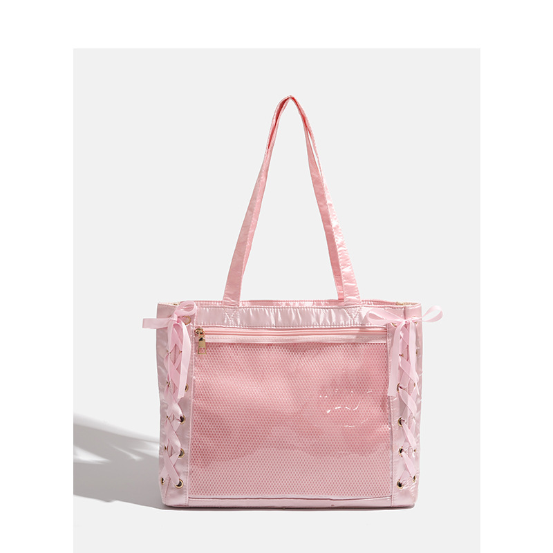 HENGJINGYX Cross-border Tote Bag Two-Dimension Girl Ribbon Pain Bag Large Capacity Commuting Shoulder Bag