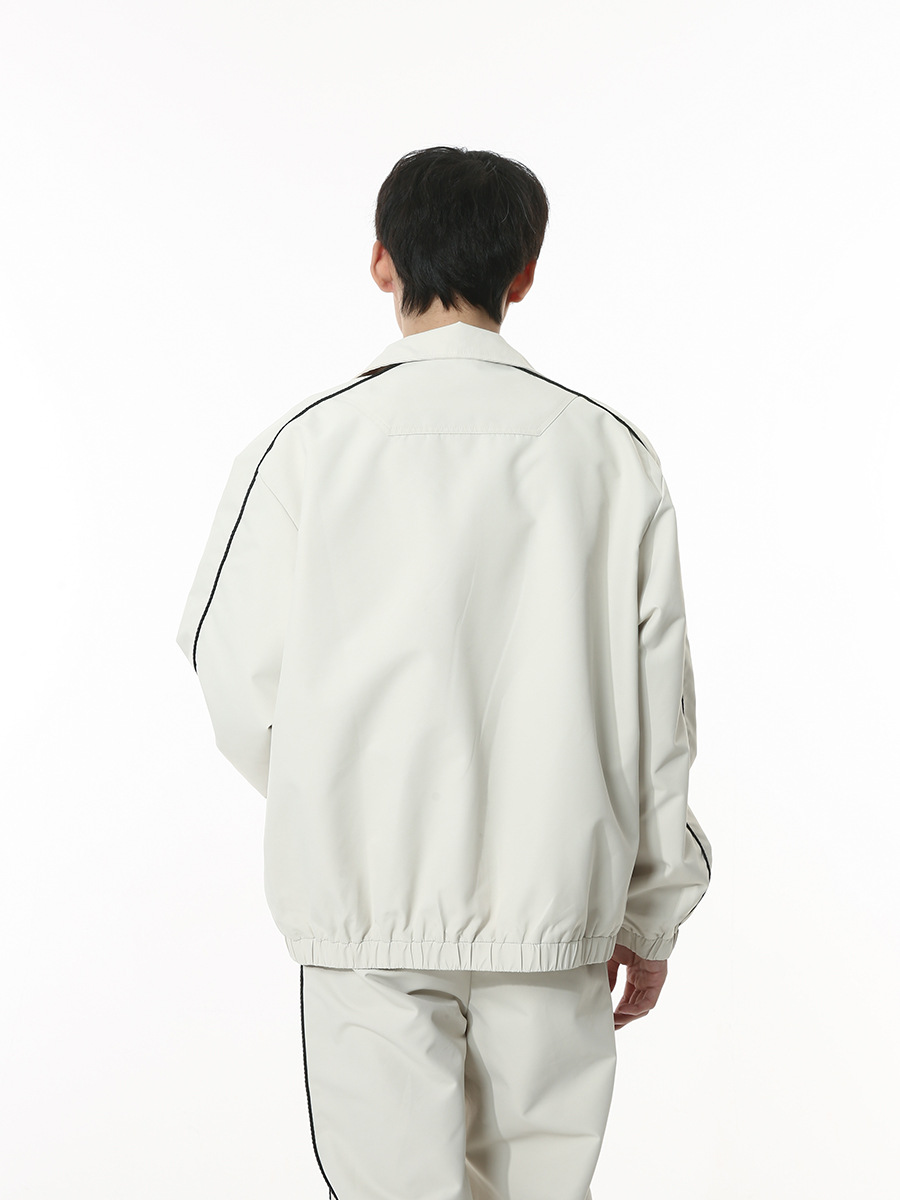 Mtlclothes ropa de Hombre | 2023 otoño nuevo americano pu Shuai lado rayado casual traje deportivo Suelto