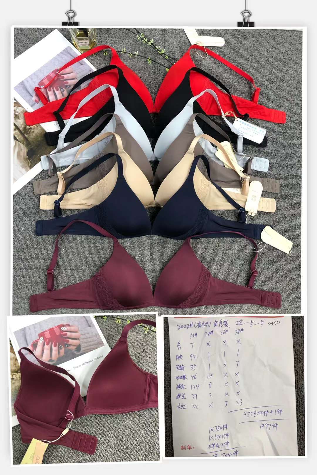 Cruzar la frontera del sudeste de Asia estilo japonés estilo francés cómodo push up francés triángulo taza de ropa interior sin costuras sujetador delgado de las mujeres sin anillo de acero