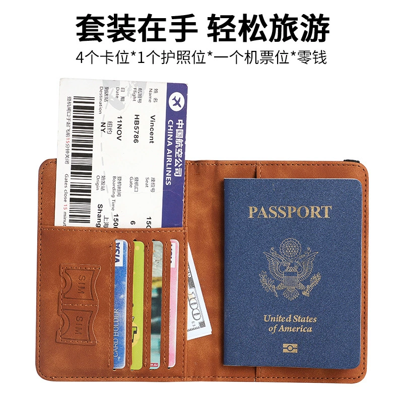 2024 Кросс‑бордер PU‑кожа Карта Пакет Паспорт Пакет Passport Travelwallet Многофункциональный пакет сертификатов