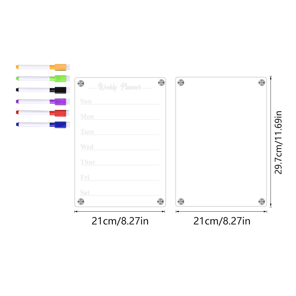 TYU087 transfronterizo acrílico estereoscópico adsorción semanal plan tablero de mensajes borrable DIY pegatinas de refrigerador magnético