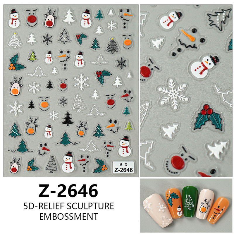 ヨーロッパとアメリカのクリスマスネイルアートステッカー漫画かわいい 5D 立体レリーフステッカー DIY ネイルアートアクセサリー子供のネイルステッカー|undefined